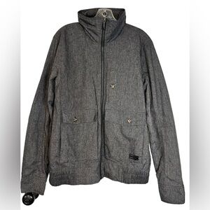 Oakley Factory Pilot Hooded Windbreaker Casual Jacket Heathered Black Gray Med‎